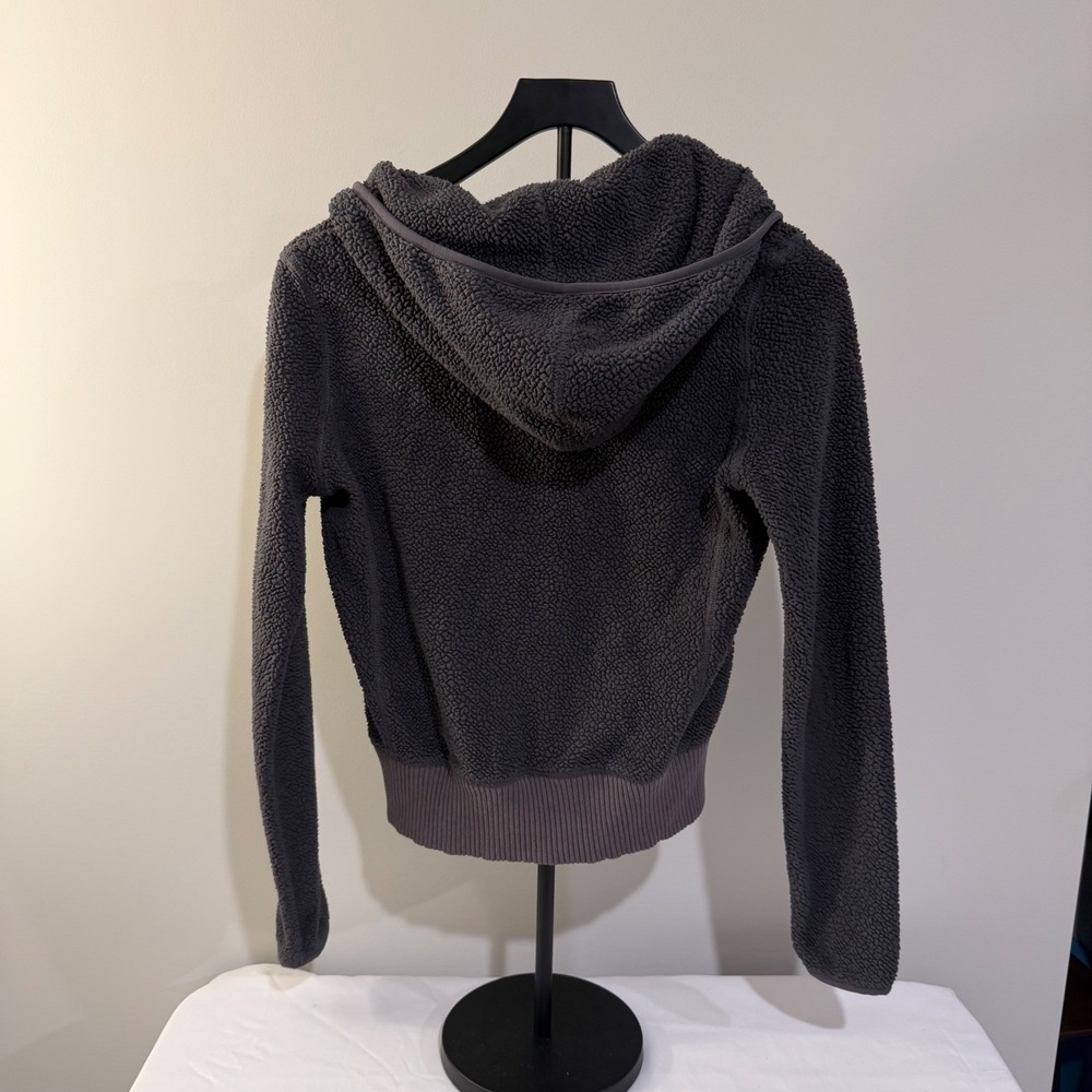 American Eagle Outfitters Womens Gray Sherpa Fleece Full Zip Hoodie Jacket XS - Picture 8 of 11
